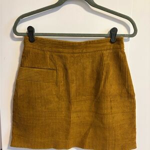 Sandro Ribbed Corduroy Mini Skirt in Mustard